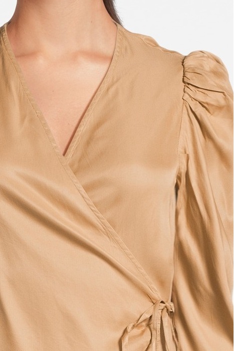 VISCOSE TWILL WRAP BLOUSE TIGER'S EYE 4