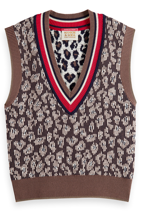 ANIMAL JACQUARD KNITTED SPENCER TAUPE 4