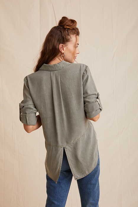 SPLIT BACK BUTTON DOWN SOFT ARMY 2