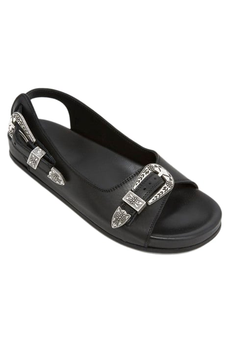 SANDALES EN CUIR AVEC BOUCLES WESTERN BLACK 5