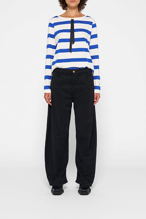 LONGSLEEVE TEE BOW STRIPE ECRU/ELECTRIC BLUE 2