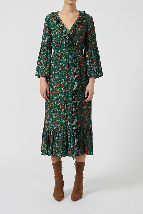 ANNIFRIDA DELPHINE WRAP DRESS GREEN 3