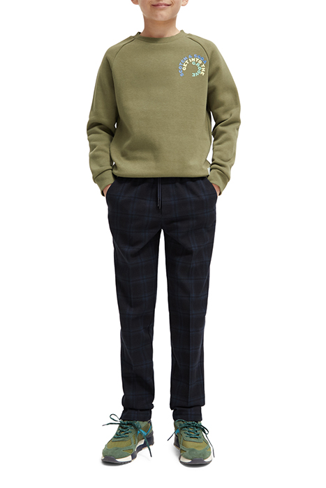 BOYS RELAXED SLIM-FIT YARN-DYED CONTRAST WAISTBAND PANTS NIG 3