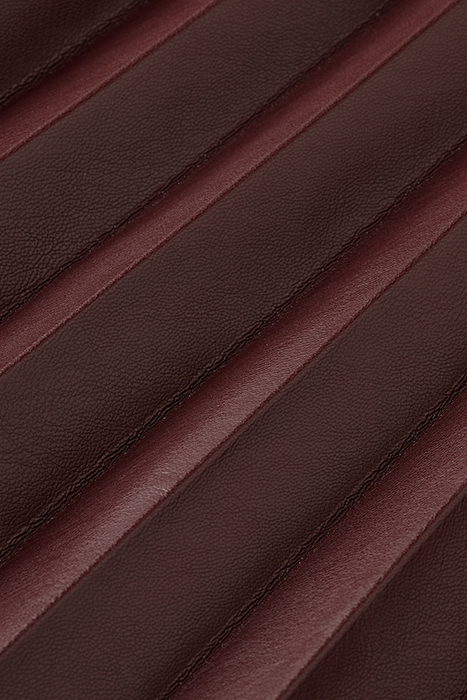FAUX LEATHER PLEATED HIGH RISE MIDI SKIRT BORDEAUX 8