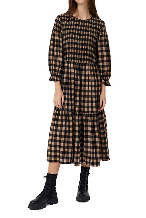 WINTER GINGHAM LS RND NK MID D BLACK 1