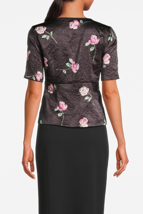 CRINKLED SATIN U-NECK BLOUSE BLACK 2