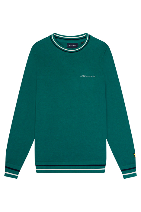 TIPPED CREW NECK JUMPER COURT GREEN 4