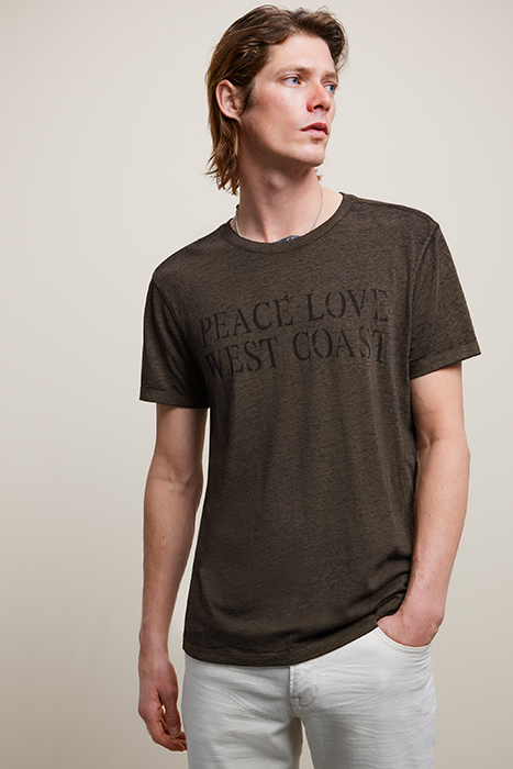 SS CREW TEE - PEACE LOVE WEST COAST DARK OLIVE 1