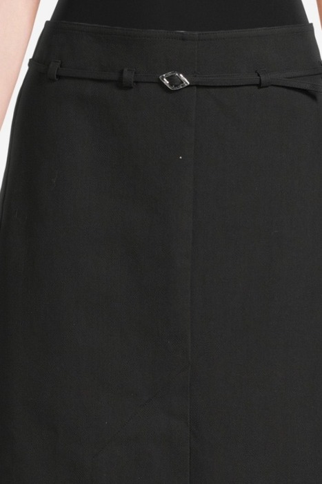 COTTON SUITING MAXI SLIT SKIRT BLACK 4