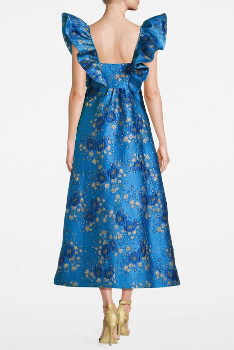 3D JACQUARD RUFFLE MIDI DRESS BRILLIANT BLUE 2