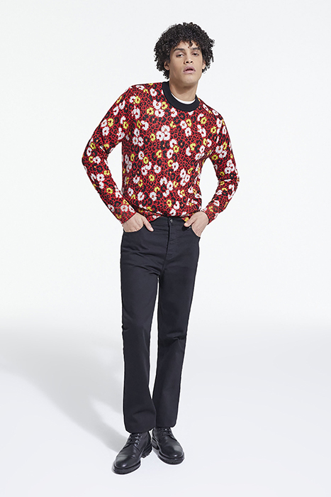 PULL COL ROND EN JACQUARD FLEURIE DARK RED 3