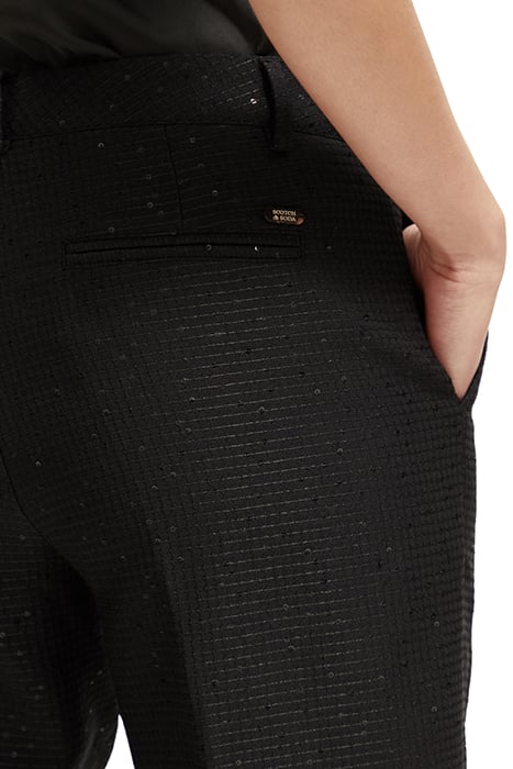 LOWRY - MID RISE SLIM LEG SEQUIN JACQUARD PANTS BLACK 7