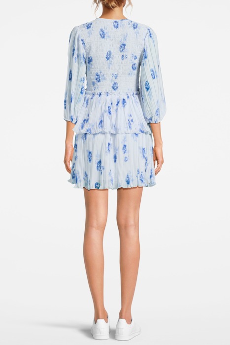 PLEATED GEORGETTE FLOUNCE SMOCK MINI DRESS HEATHER 2