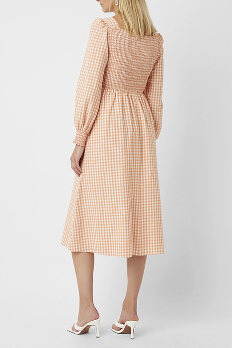 CLASSIC GINGHAM LS SQR NK DRS ORANGE 2