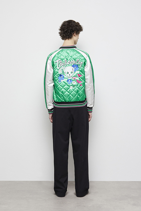 BOMBER BRODERIE FLOWER SKULL GREEN-WHITE 3