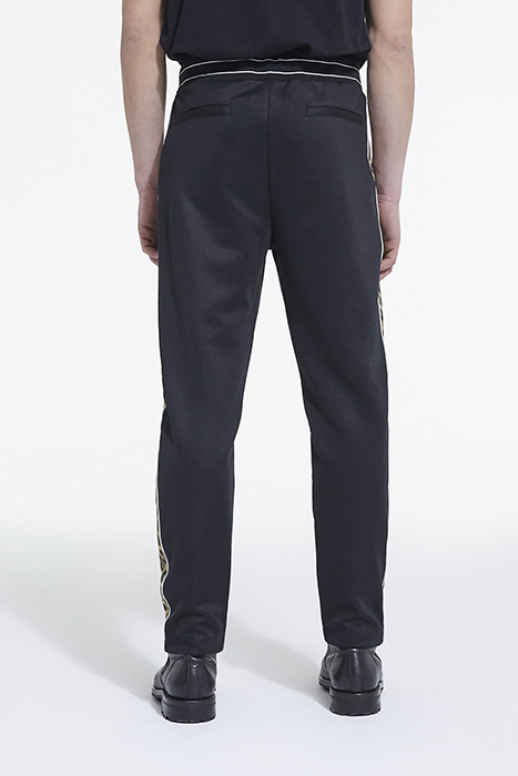 JOGGING AVEC BANDES COTES CONTRASTEES ET PIPING BLACK / LEOP 2