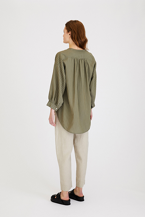 STRIPED ARTIST SHIRT GREEN KELP 2