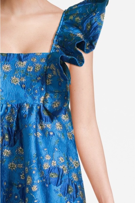 3D JACQUARD RUFFLE MIDI DRESS BRILLIANT BLUE 4