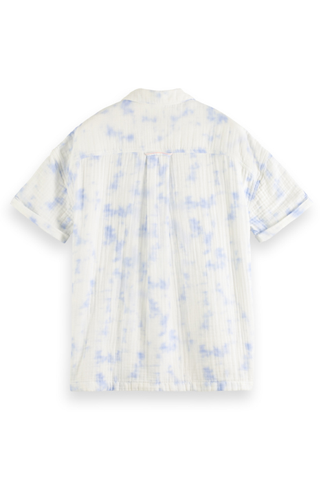 SHORT SLEEVE BONDED & PRINTED SHIRT IN RELAXED FIT BLUE TIE 5