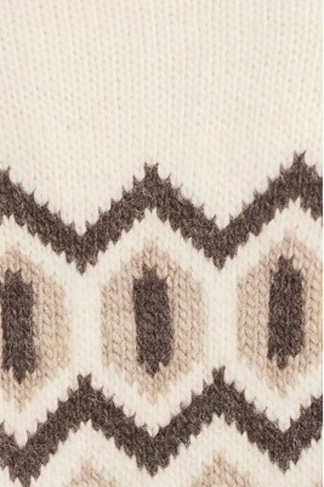 CHUNKY GRAPHIC WOOL CROPPED O-NECK EGRET 5