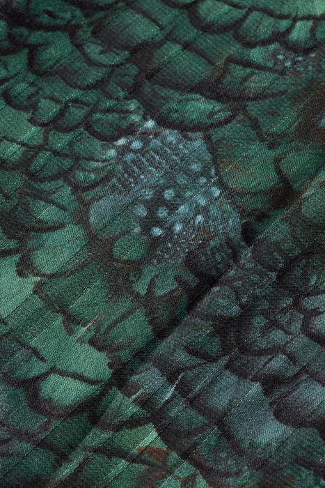 ASYMMETRIC WRAP DRESS FEATHER BOTTLE GREEN 8