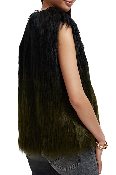 GRADIENT FAUX FUR GILET BLACK 2