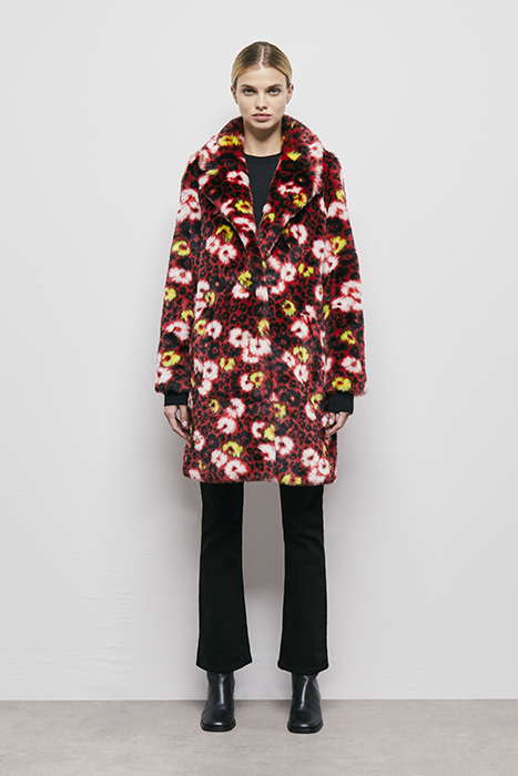 FAUSSE FOURRURE JACQUARD FLEURI DARK RED 2