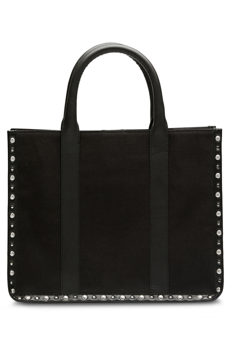 CANVAS SHOPPER WITH STUDS AND LEATHER TRIMMING EVENING BLACK 4