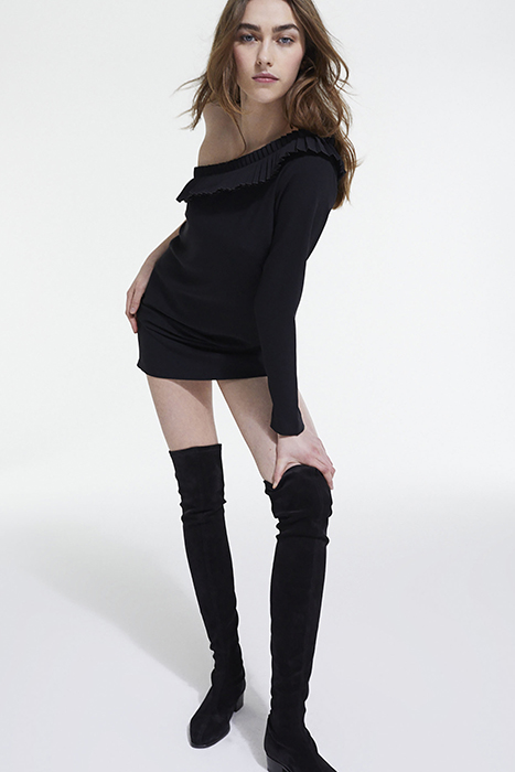 ROBE COURTE ONE SHOULDER FRONCES BLACK 4