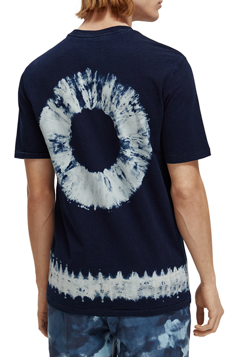 INDIGO TEE WITH PLACEMENT TIE-DYE INDIGO AND PRINT 2