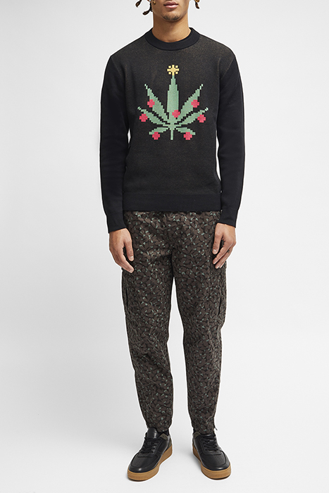 XMAS CANNABIS LEAF JUMPER BLACK 1