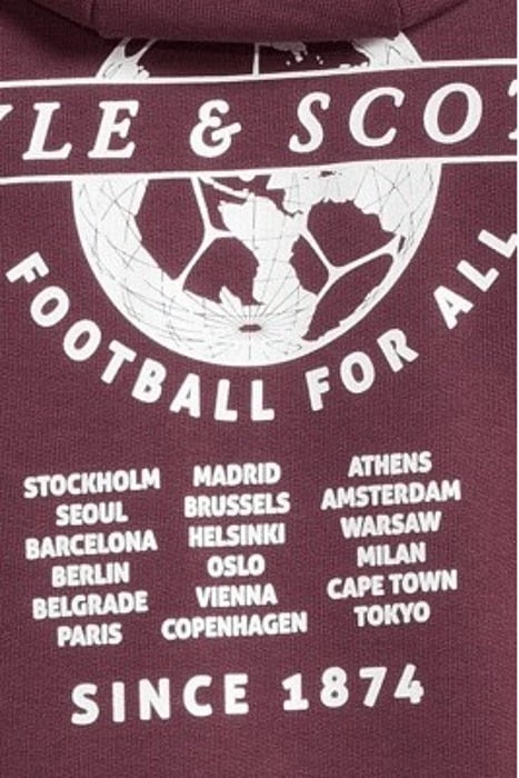 FOOTBALL WORLD GRAPHIC LS PULLOVER HOODIE BURGUNDY 5