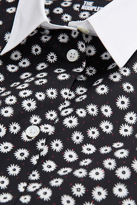 CHEMISE PRINTE DETAIL COL BLANC BLACK WHITE 2