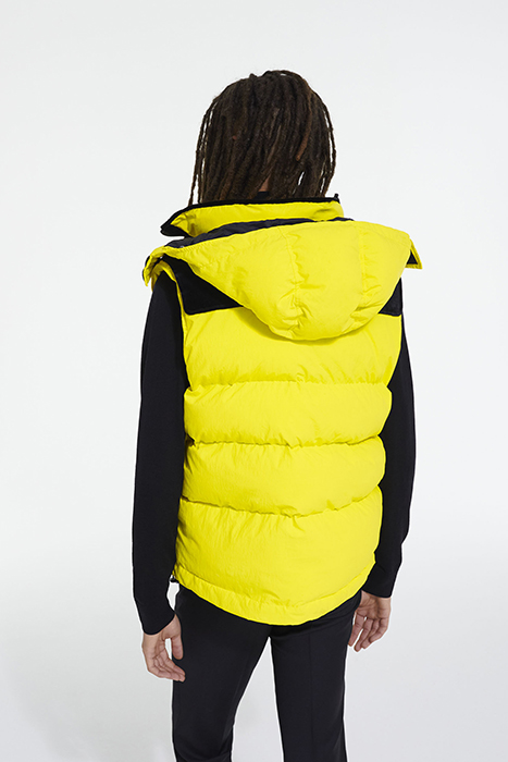 SLEEVELESS DOWN JACKET WITH CONTRASTED YOKE YELLOW FLUO 2
