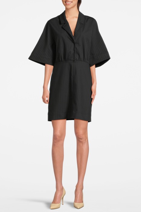 STRETCH STRIPE MINI DRESS BLACK 1