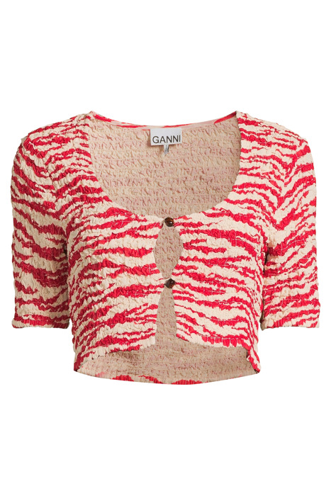 PRINTED LIGHT GEORGETTE CROPPED SMOCK BLOUSE CASTLE WALL 3