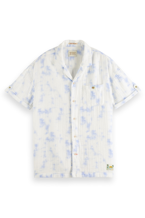 SHORT SLEEVE BONDED & PRINTED SHIRT IN RELAXED FIT BLUE TIE 4