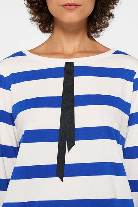 LONGSLEEVE TEE BOW STRIPE ECRU/ELECTRIC BLUE 6