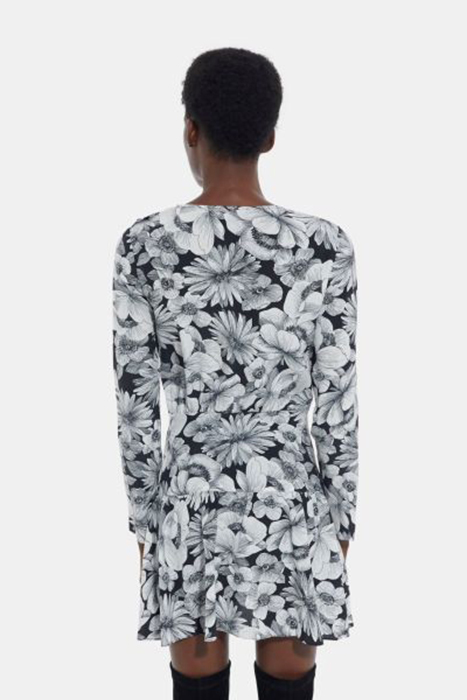 ROBE COURTE MANCHES LONGUES ROMANTIC GARDEN BLACK WHITE 2