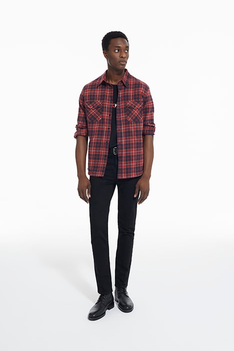 CHEMISE DROITE A CARREAUX AVEC POCHE PLAQUEES RED / BLACK 3