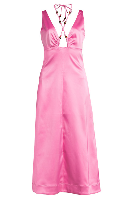 DOUBLE SATIN HALTER-NECK DRESS WILD ORCHID 3