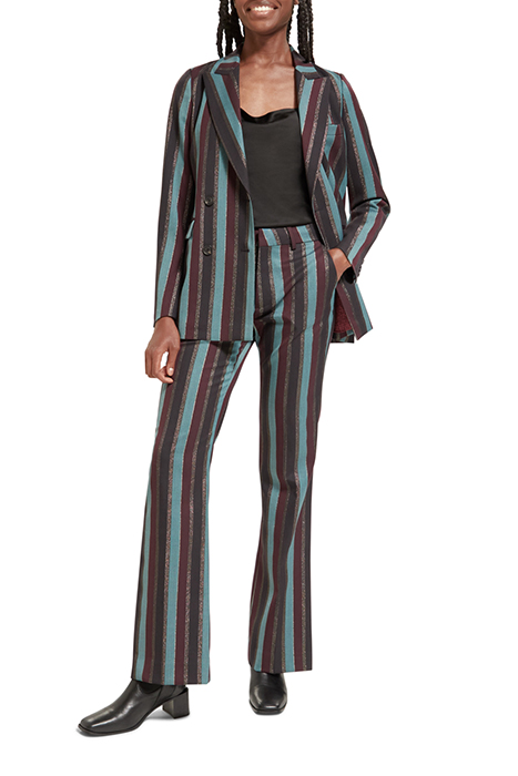 VIOLET - GLITTER STRIPE HIGH RISE FLARE PANT HERITAGE LUREX 3