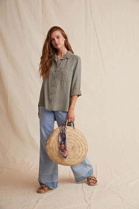 SHIRT TAIL BUTTON DOWN SOFT ARMY 3