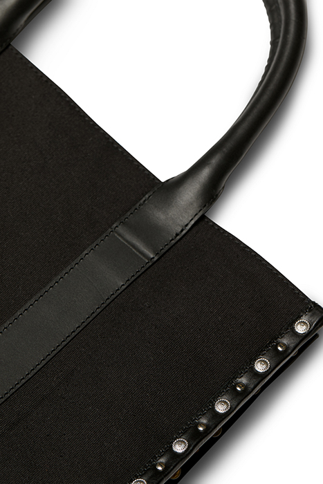 CANVAS SHOPPER WITH STUDS AND LEATHER TRIMMING EVENING BLACK 6