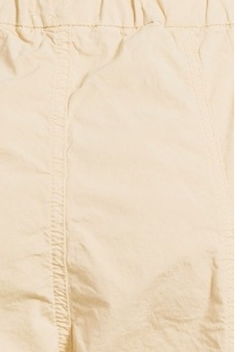 WASHED COTTON CANVAS ELASTICATED CURVE PANTS PALE KHAKI 5