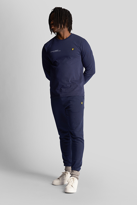 CO-ORDINATE PRINT PLAIN LONG SLEEVE T-SHIRT NAVY 3