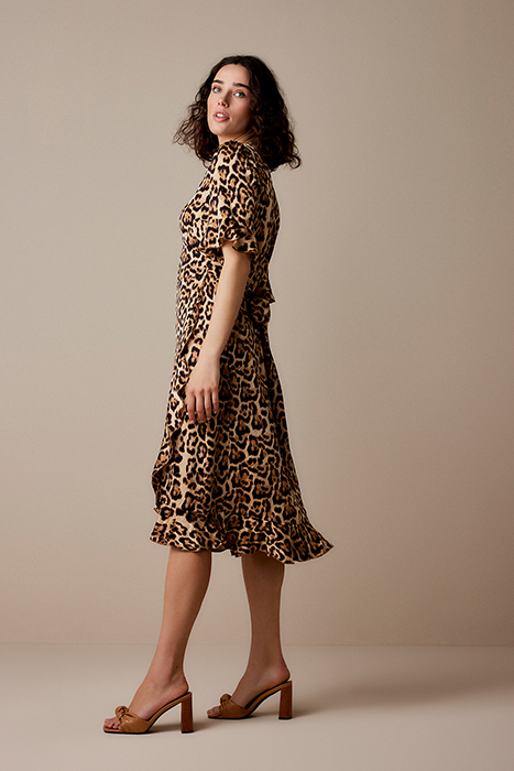 WRAP DRESS PRINTED POLYESTER BROWNS 3