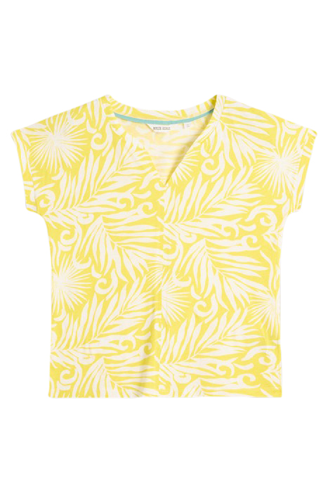 NELLY NOTCH NECK TEE YELLOW PRINTED 2