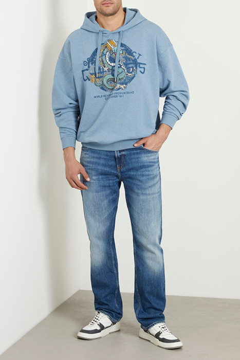 GUESS ROUND LOGO HOO WASHED INDIGO HEATHE 3