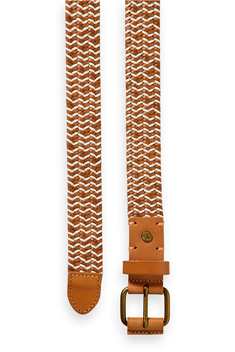 BRAIDED LEATHER AND CORD BELT SAND 4